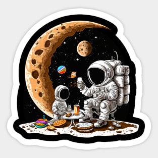 Astronauts Drinking Coffee on the Moon #1 Sticker